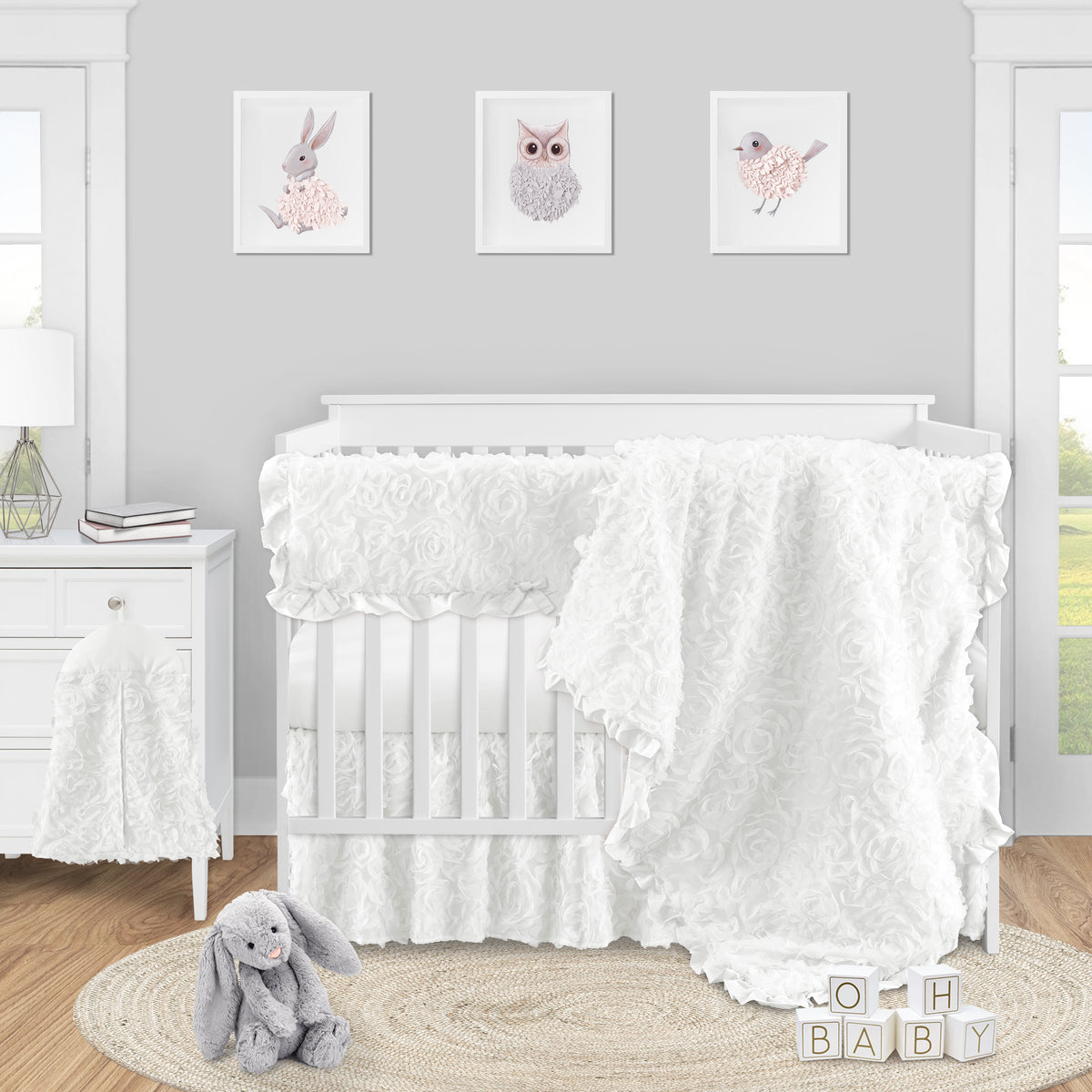 Rose White Collection Crib Bed Skirt