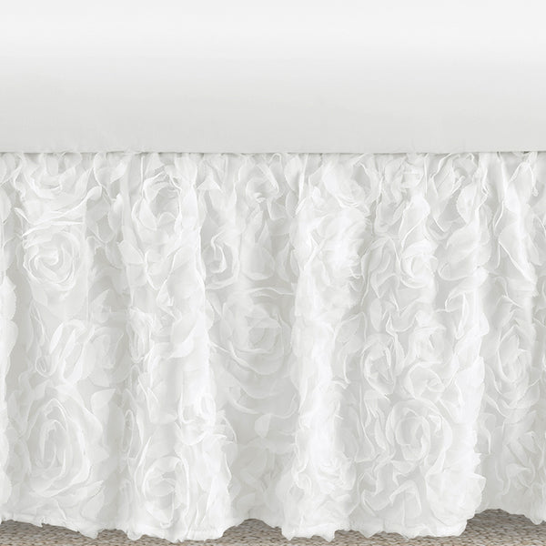 Rose White Collection Crib Bed Skirt