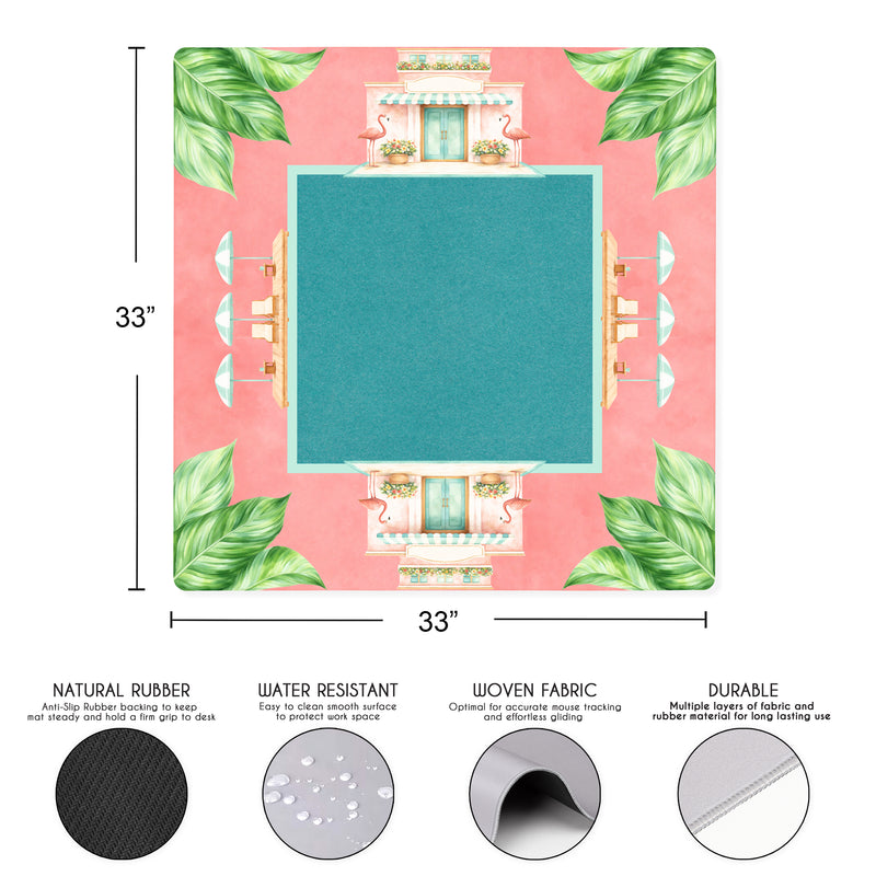 Mint Green Royal Palm Collection Mahjong Mat for Table - Shipped Rolled