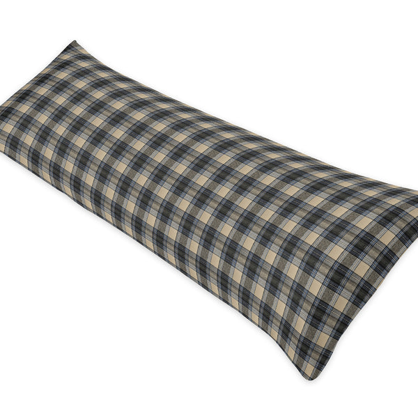 Rustic Patch Blue and Tan Collection Plaid Full Length Body Pillow Cover