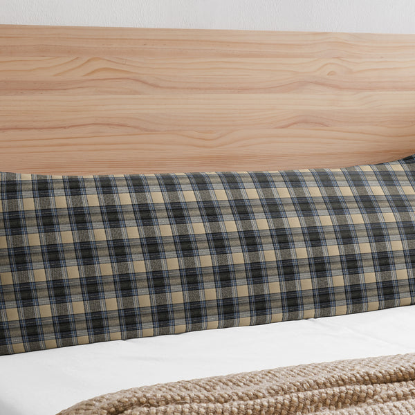 Rustic Patch Blue and Tan Collection Plaid Full Length Body Pillow Cover alternate view