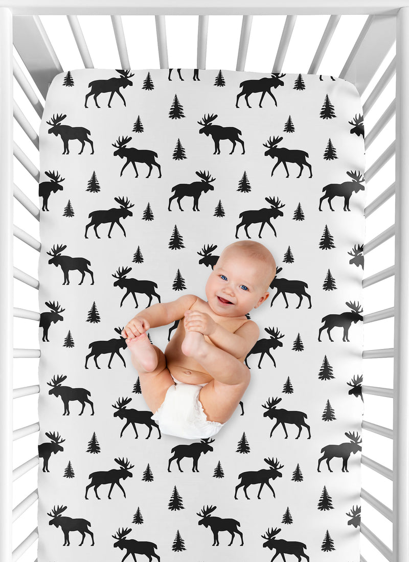 Rustic Patch Collection Crib Sheet - Moose Print