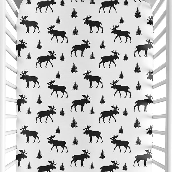 Rustic Patch Collection Crib Sheet - Moose Print