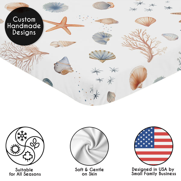 Seashells Collection Mini Crib Sheet alternate view