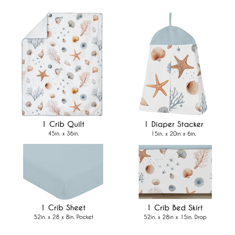 Seashells Collection 4 Piece Crib Bedding