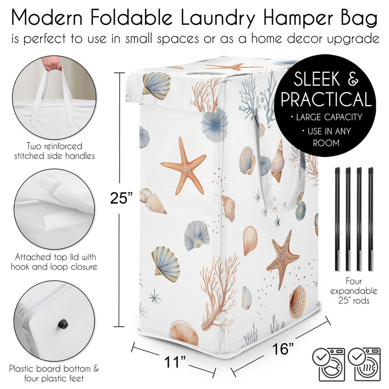 Seashells Collection Laundry Hamper with Handles