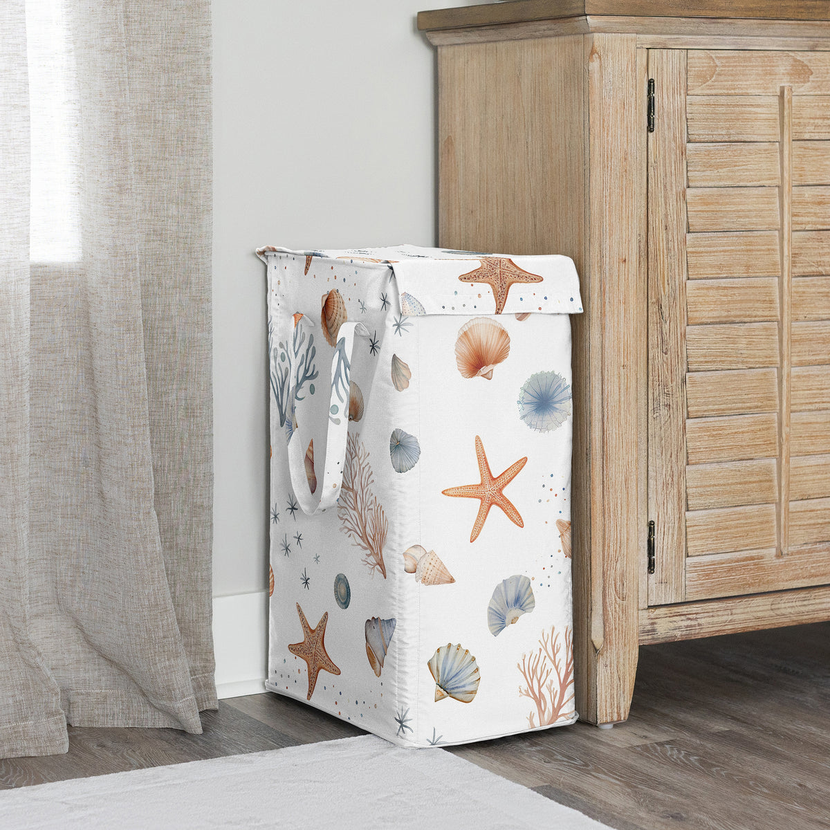 Seashells Collection Laundry Hamper with Handles