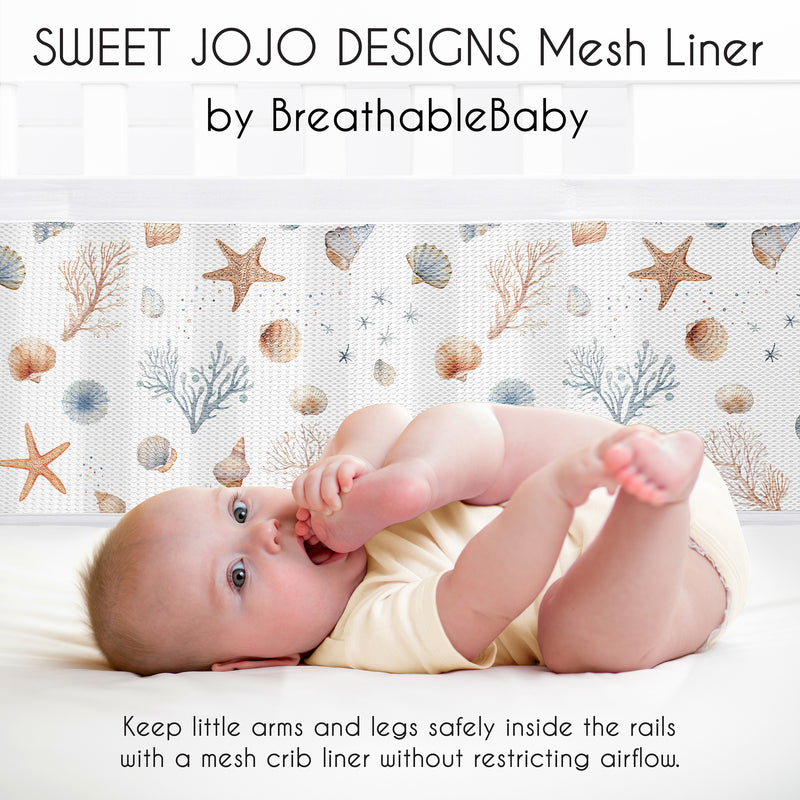 Seashells Collection Sweet Jojo Designs + BreathableBaby Breathable Mesh Crib Liner