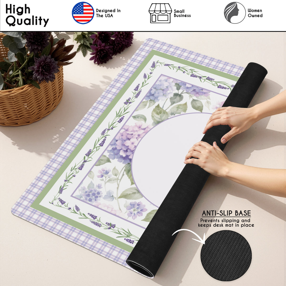 Purple Secret Garden Collection Mahjong Mat for Table - Shipped Rolled