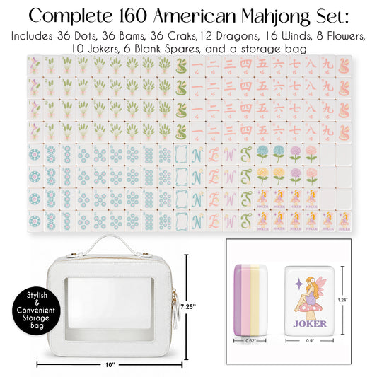 Purple Secret Garden Collection American Mahjong Tile Set (160pc) 1.24in. Layered Acrylic with Travel Bag