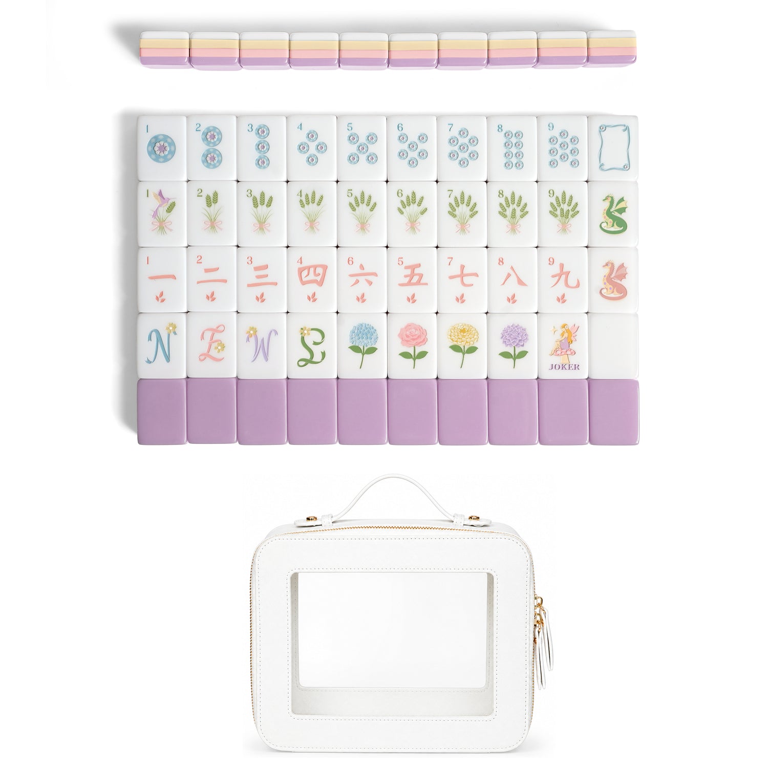 Purple Secret Garden Collection American Mahjong Tile Set (160pc) 1.26in. Layered Acrylic with Travel Bag