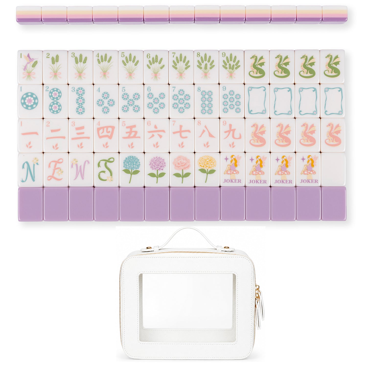 Purple Secret Garden Collection American Mahjong Tile Set (160pc) 1.24in. Layered Acrylic with Travel Bag