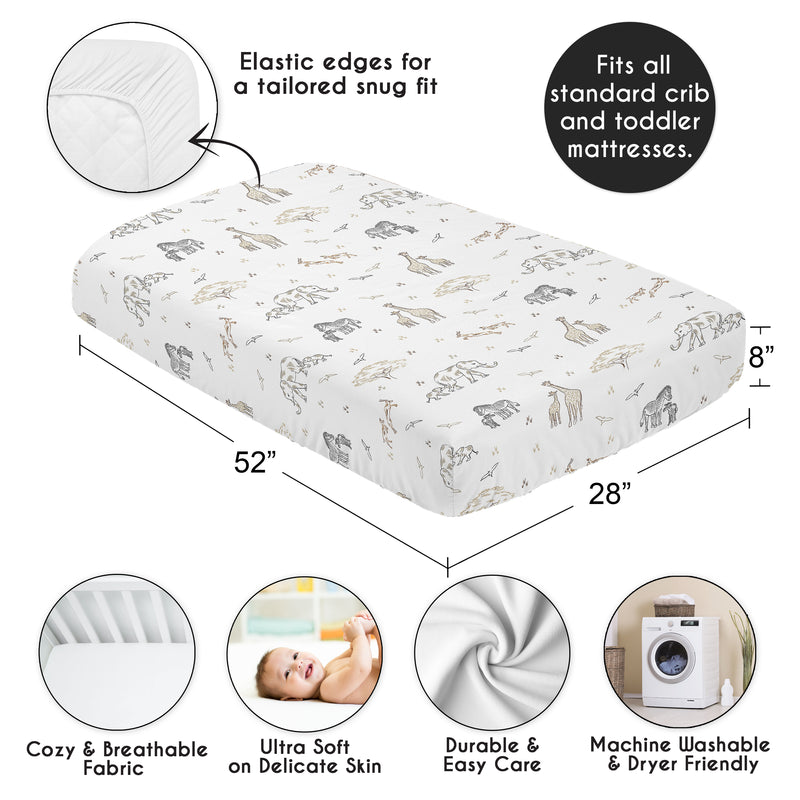 Serengeti Animals Collection Crib Sheet
