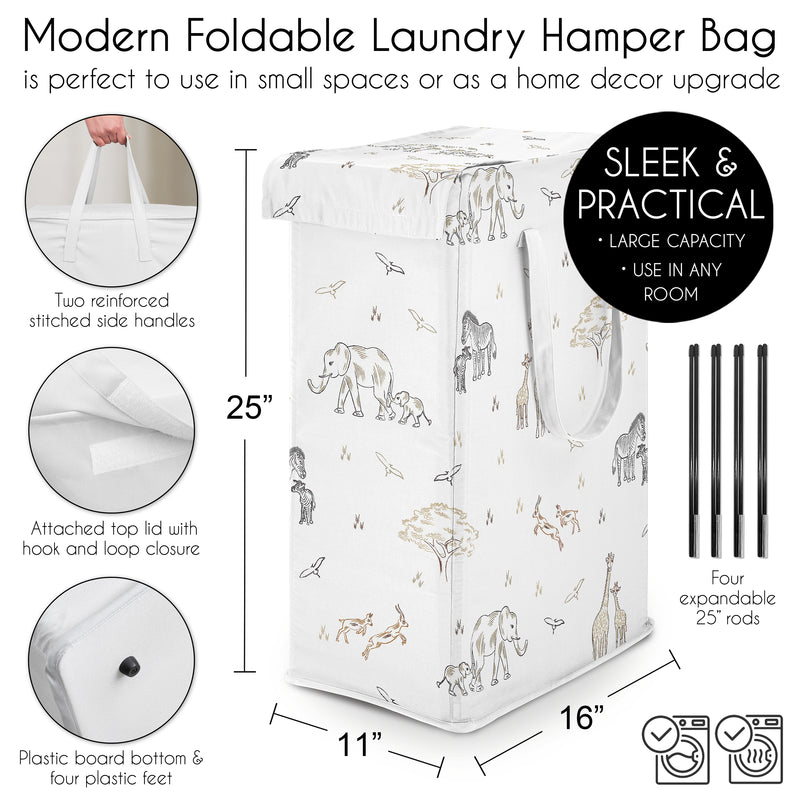 Serengeti Animals Collection Laundry Hamper with Handles