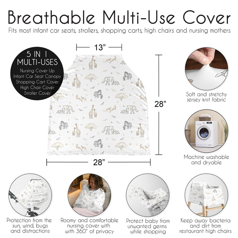 Serengeti Animals Collection Multi Use Baby Car Seat and Nursing Cover