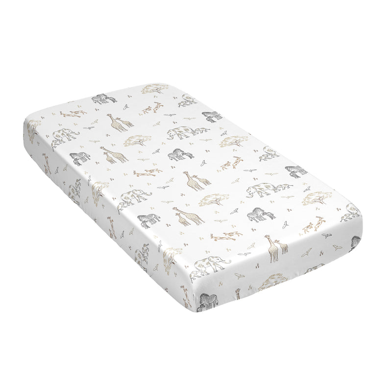 Serengeti Animals Collection Satin Fitted Crib Sheet