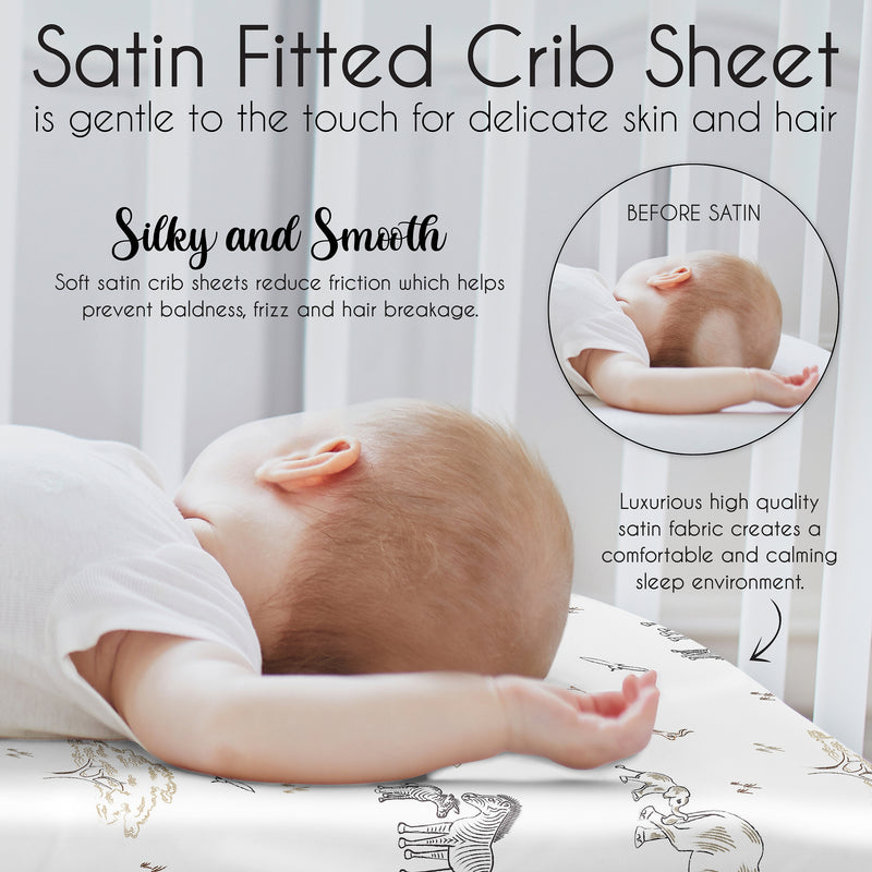 Serengeti Animals Collection Satin Fitted Crib Sheet
