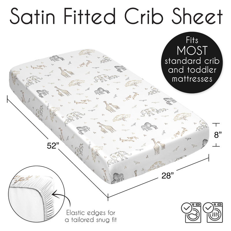 Serengeti Animals Collection Satin Fitted Crib Sheet