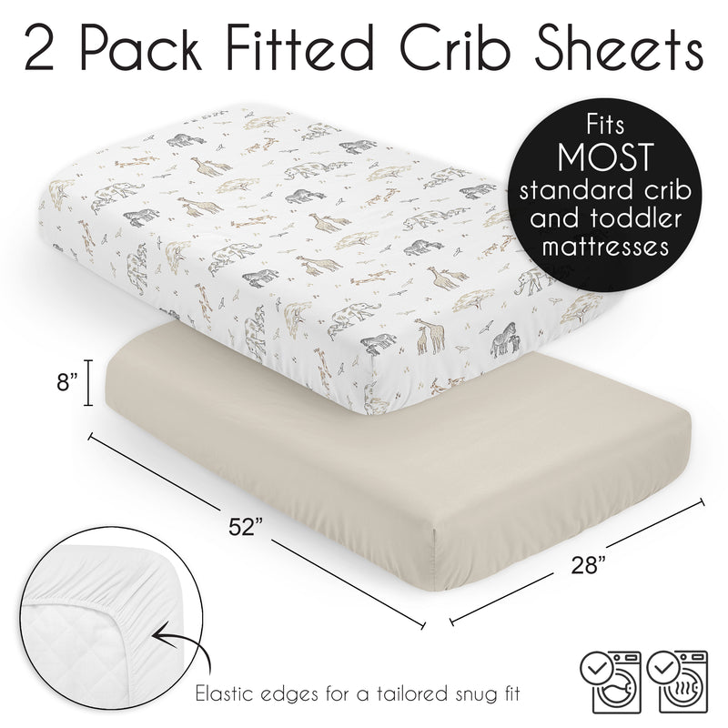 Serengeti Animals Collection 2 Pack Crib Sheets