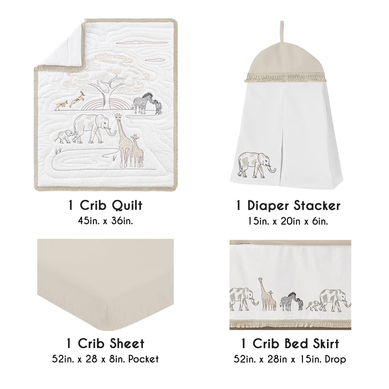 Serengeti Animals Collection 4 Piece Crib Bedding