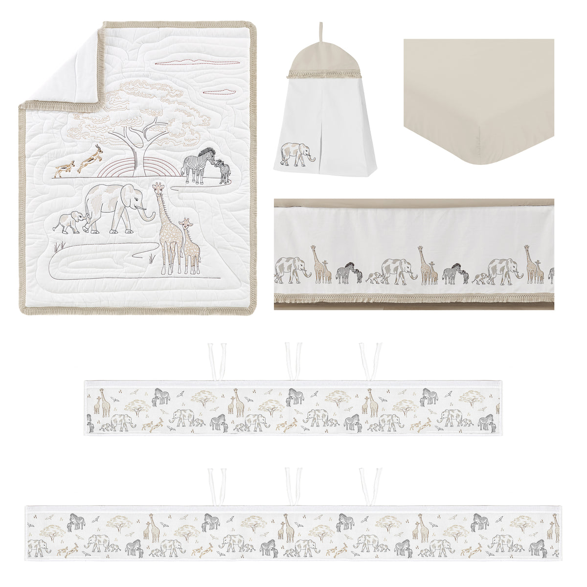 Serengeti Animals Collection Sweet Jojo Designs 6 Piece Crib Bedding + BreathableBaby Breathable Mesh Liner