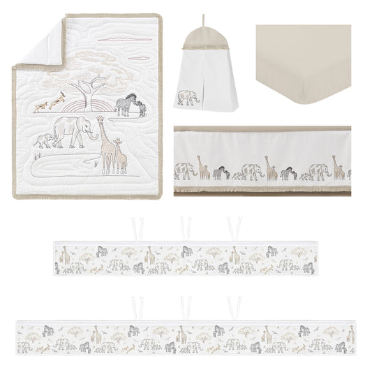 Serengeti Animals Collection Sweet Jojo Designs 6 Piece Crib Bedding + BreathableBaby Breathable Mesh Liner