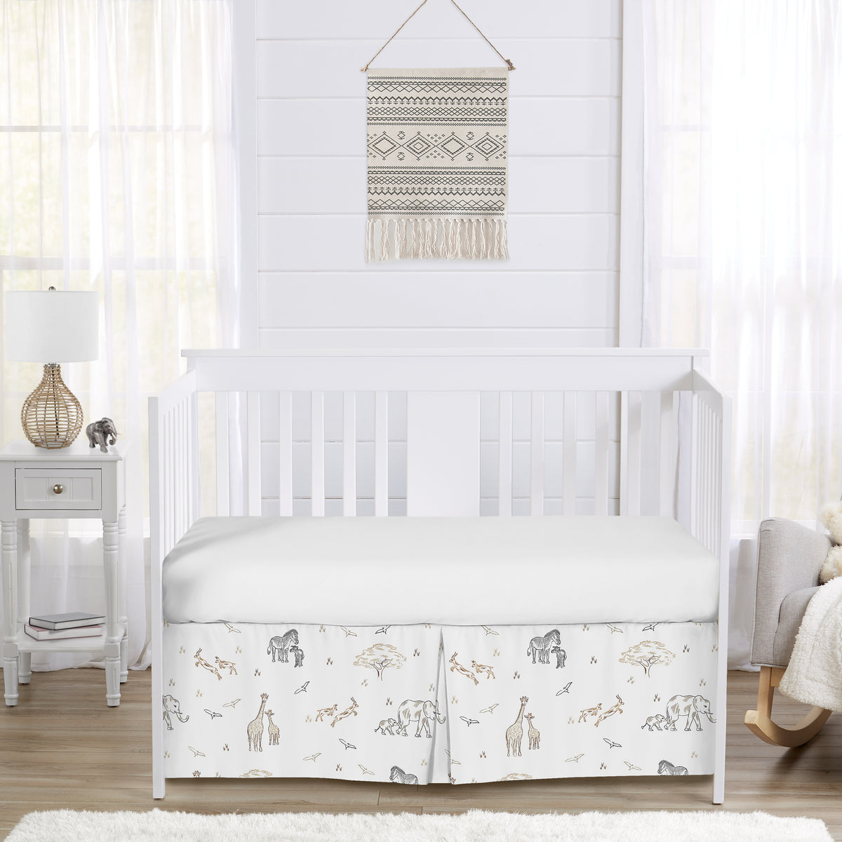 Serengeti Animals Collection Crib Bed Skirt