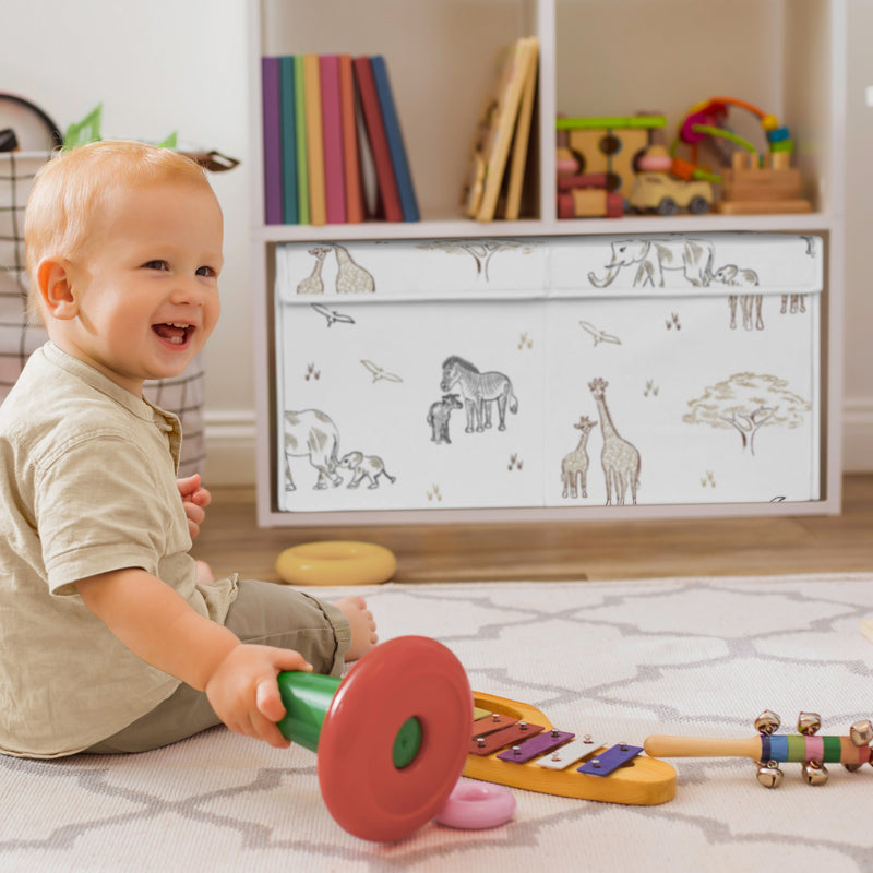 Serengeti Animals Collection Fabric Toy Bin Storage