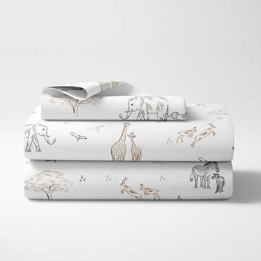 Serengeti Animals Collection Twin Sheet Set
