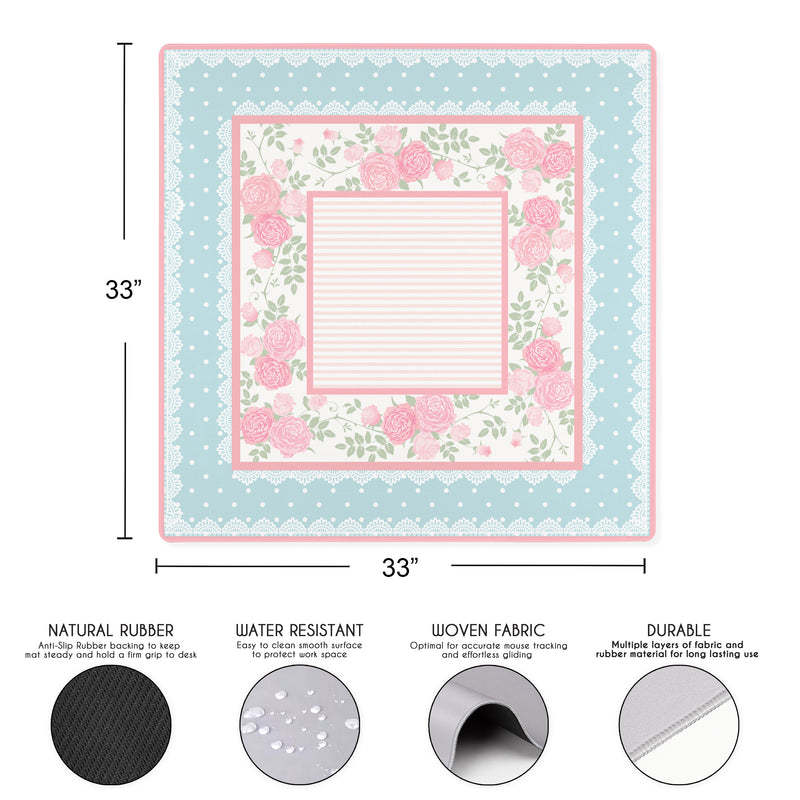 Pink Shabby Chic Collection Mahjong Mat for Table - Shipped Rolled