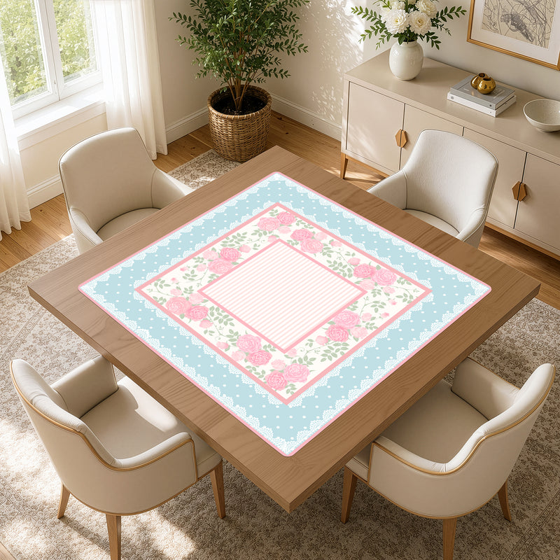 Pink Shabby Chic Collection Mahjong Mat for Table - Shipped Rolled