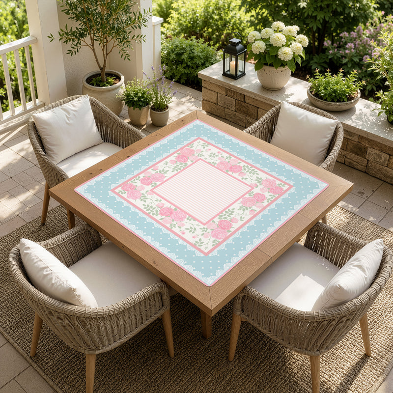 Pink Shabby Chic Collection Mahjong Mat for Table - Shipped Rolled