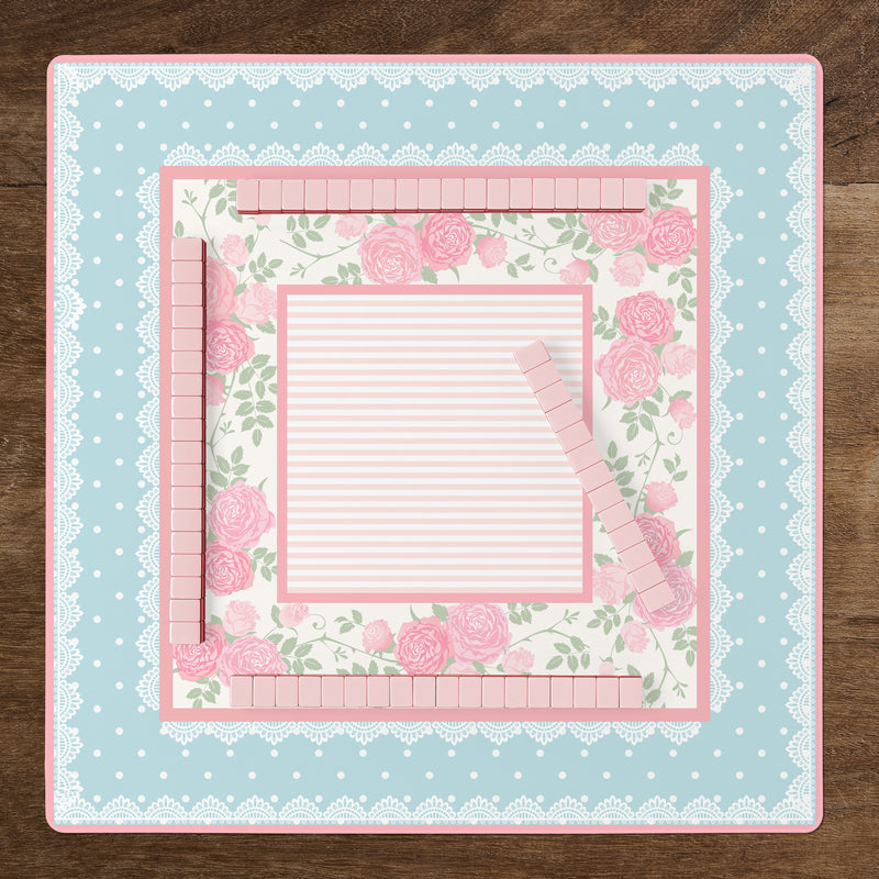 Pink Shabby Chic Collection Mahjong Mat for Table - Shipped Rolled