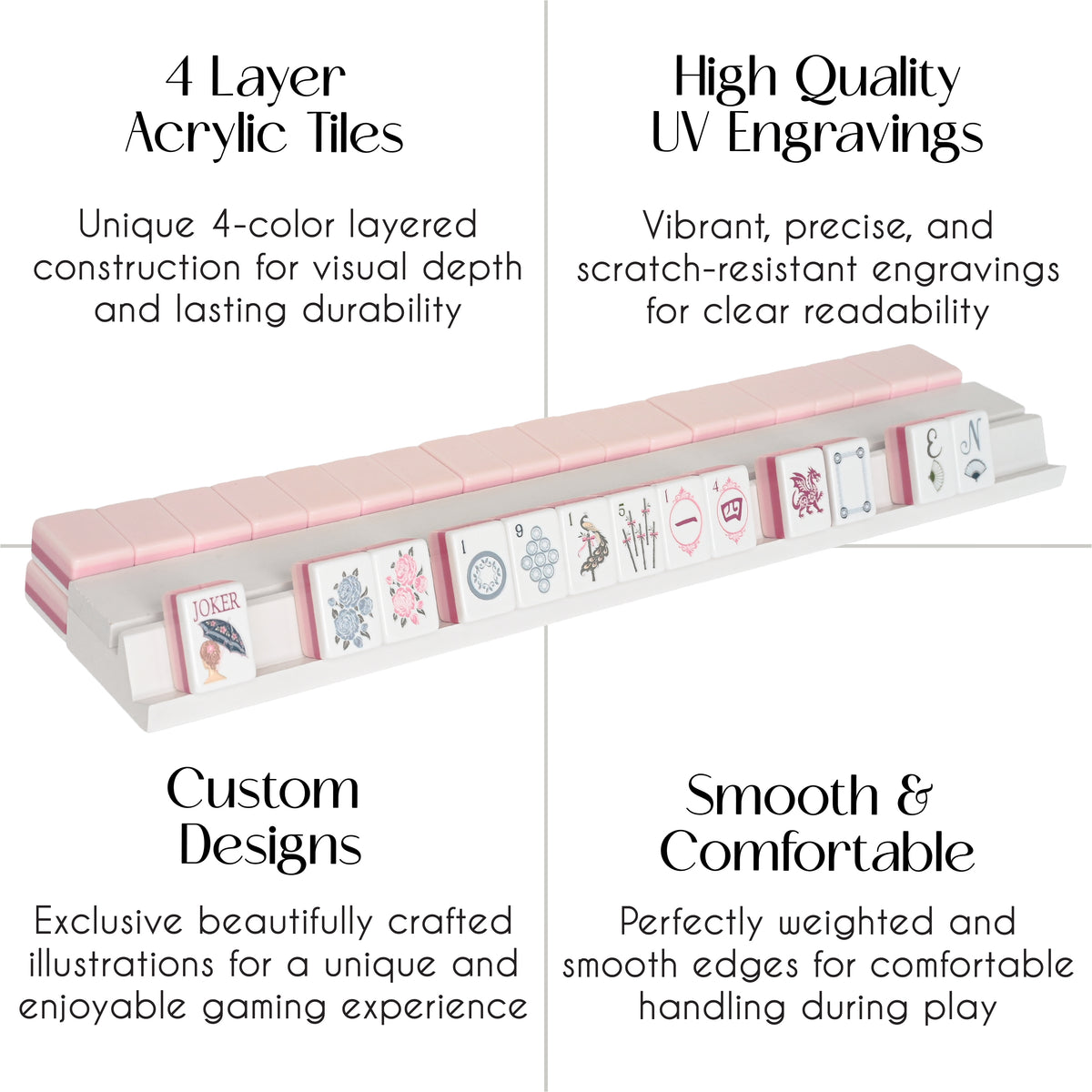 Pink Shabby Chic Collection American Mahjong Tile Set (160pc) 1.24in. Layered Acrylic with Travel Bag