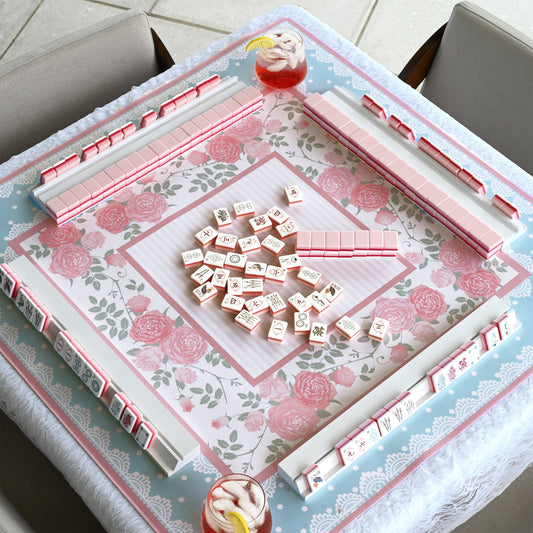 Pink Shabby Chic Collection Mahjong Mat for Table - Shipped Rolled
