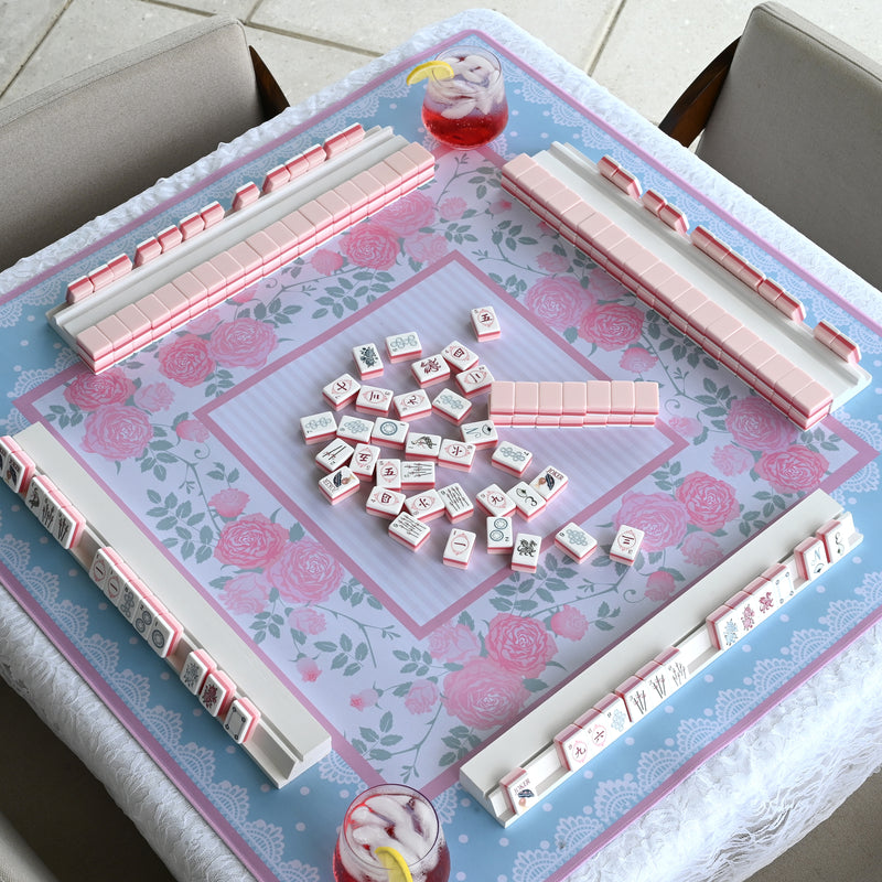Pink Shabby Chic Collection American Mahjong Tile Set (160pc) 1.24in. Layered Acrylic with Travel Bag