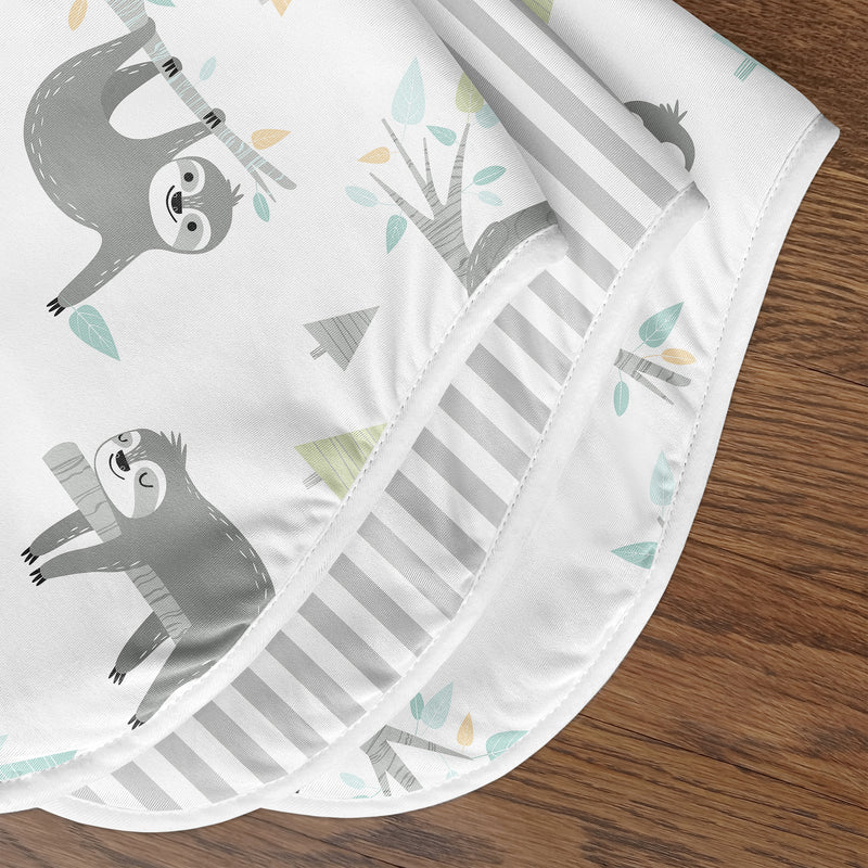Sloth Aqua and Grey Collection Absorbent Burp Cloths - 3 Pack Set