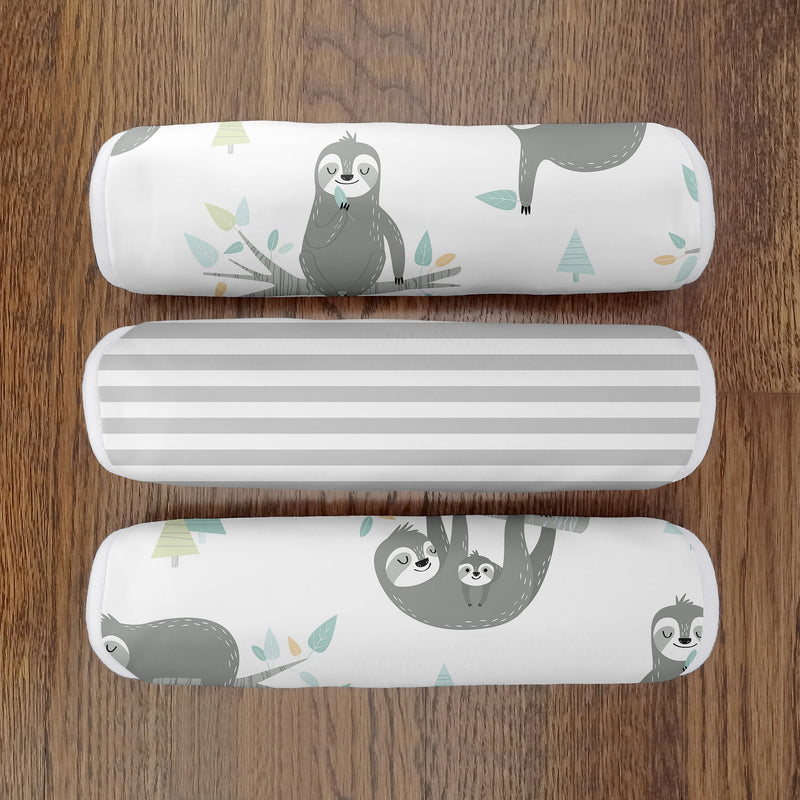 Sloth Aqua and Grey Collection Absorbent Burp Cloths - 3 Pack Set