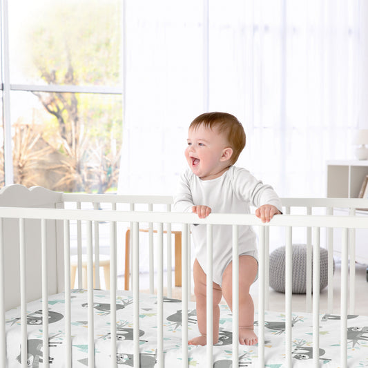 Sloth Aqua And Grey Collection Crib Sheet
