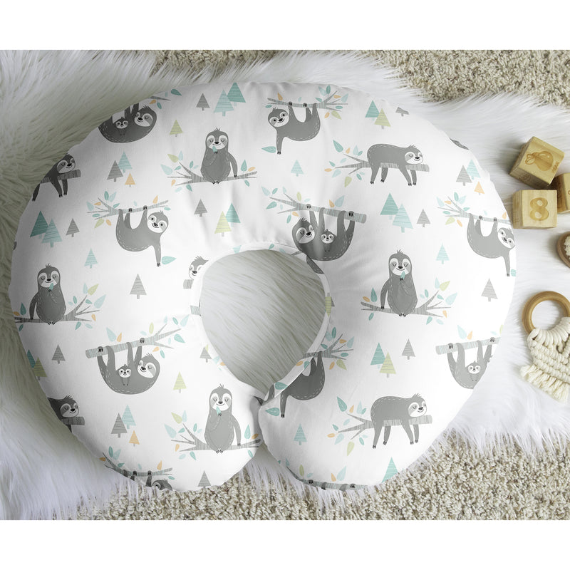 Sloth Aqua and Grey Collection Nursing Breastfeeding Pillow Cover