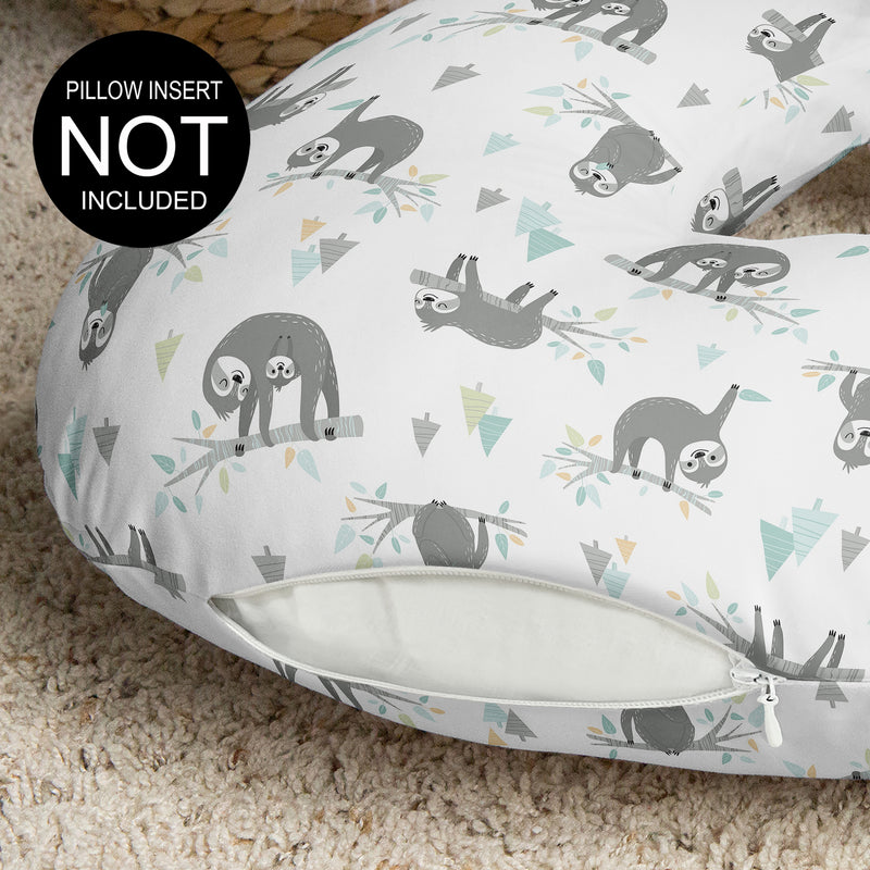 Sloth Aqua and Grey Collection Nursing Breastfeeding Pillow Cover