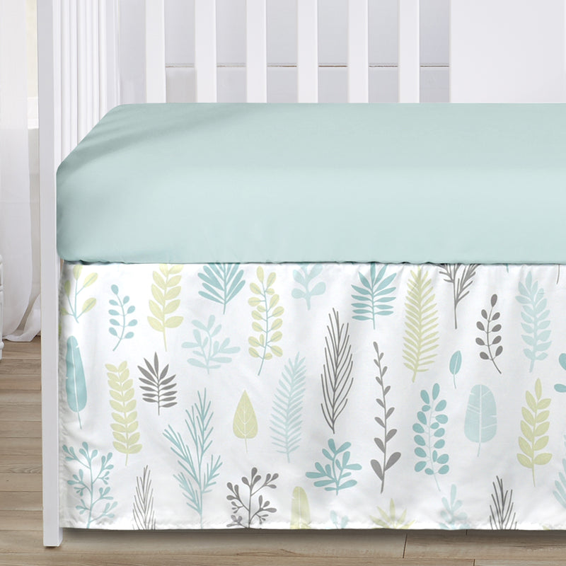 Sloth Aqua And Grey Collection 4 Piece Bumperless Crib Bedding