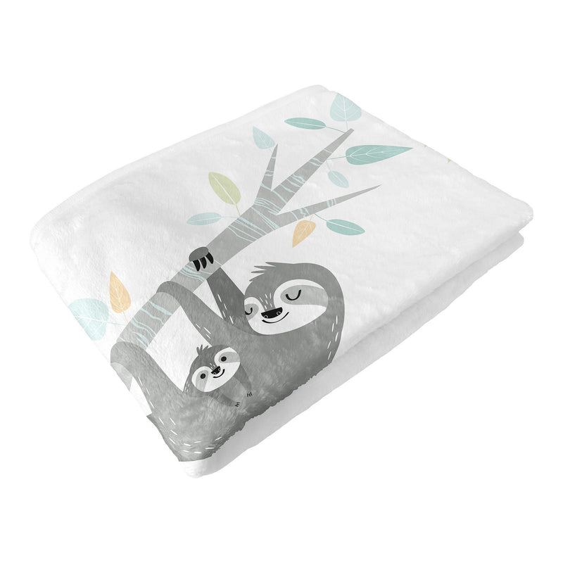 Sloth Aqua And Grey Collection Monthly Milestone Baby Blanket