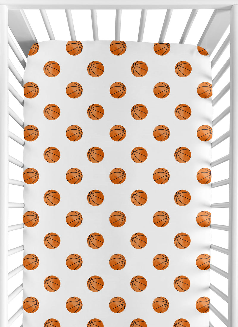 Watercolor Sports Themed Collection Crib Sheet - Basketball Print