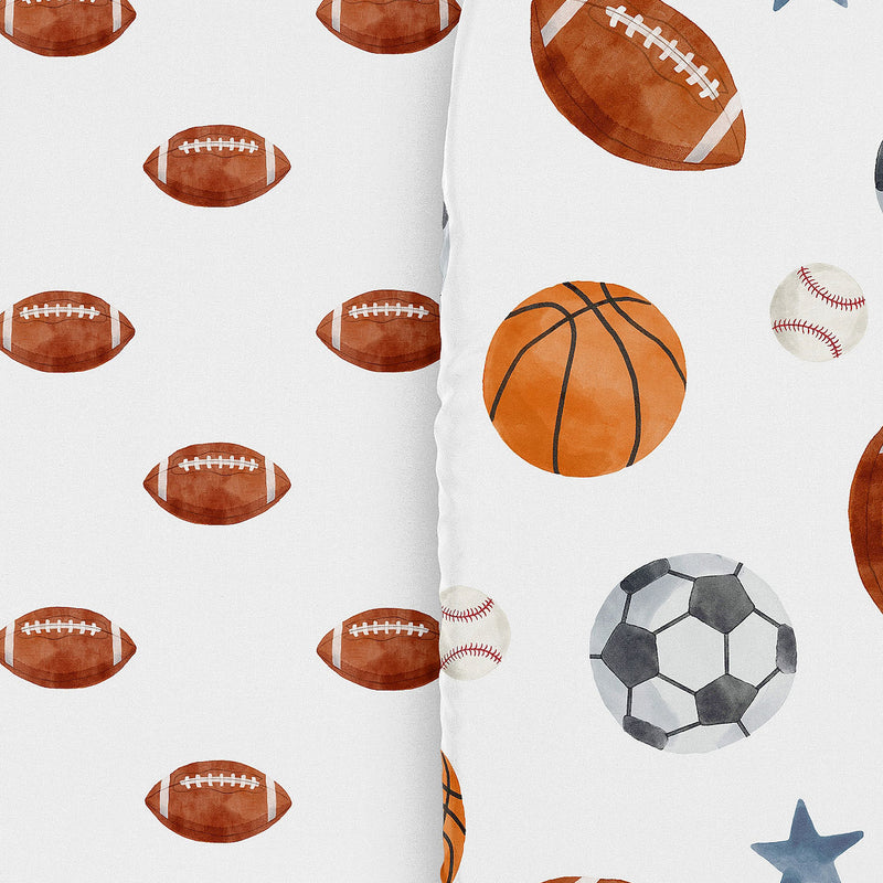 Watercolor Sports Theme Collection - Football Print 2 Pack Baby Bassinet Fitted Sheets