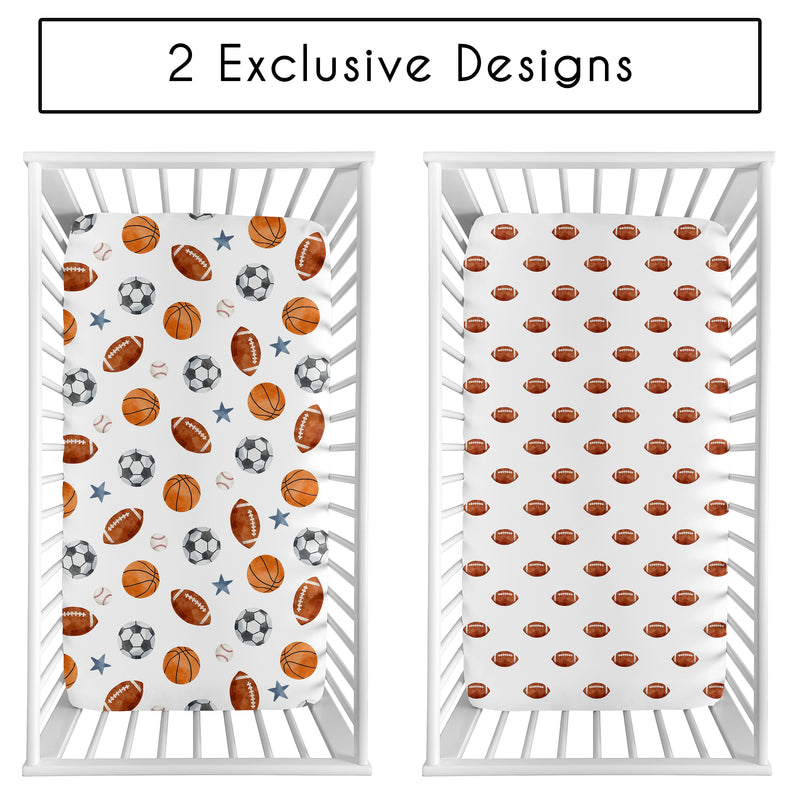 Watercolor Sports Theme Collection 2 Pack Crib Sheets