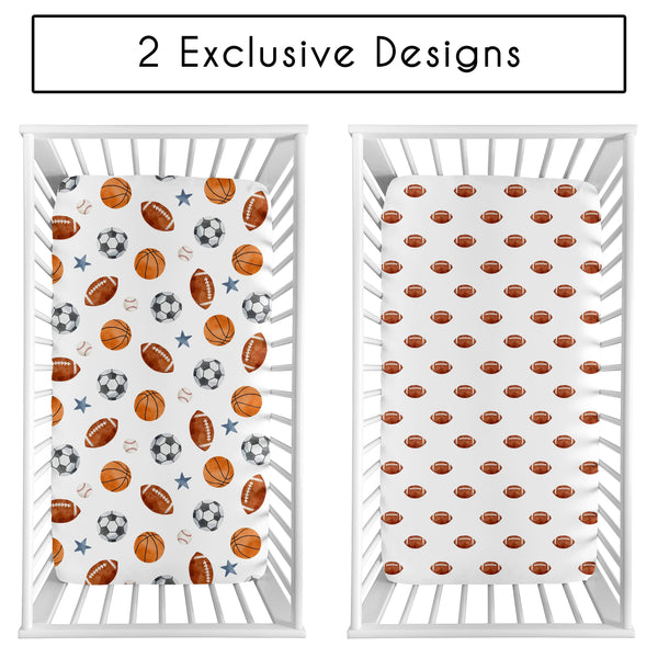 Watercolor Sports Theme Collection 2 Pack Crib Sheets alternate view