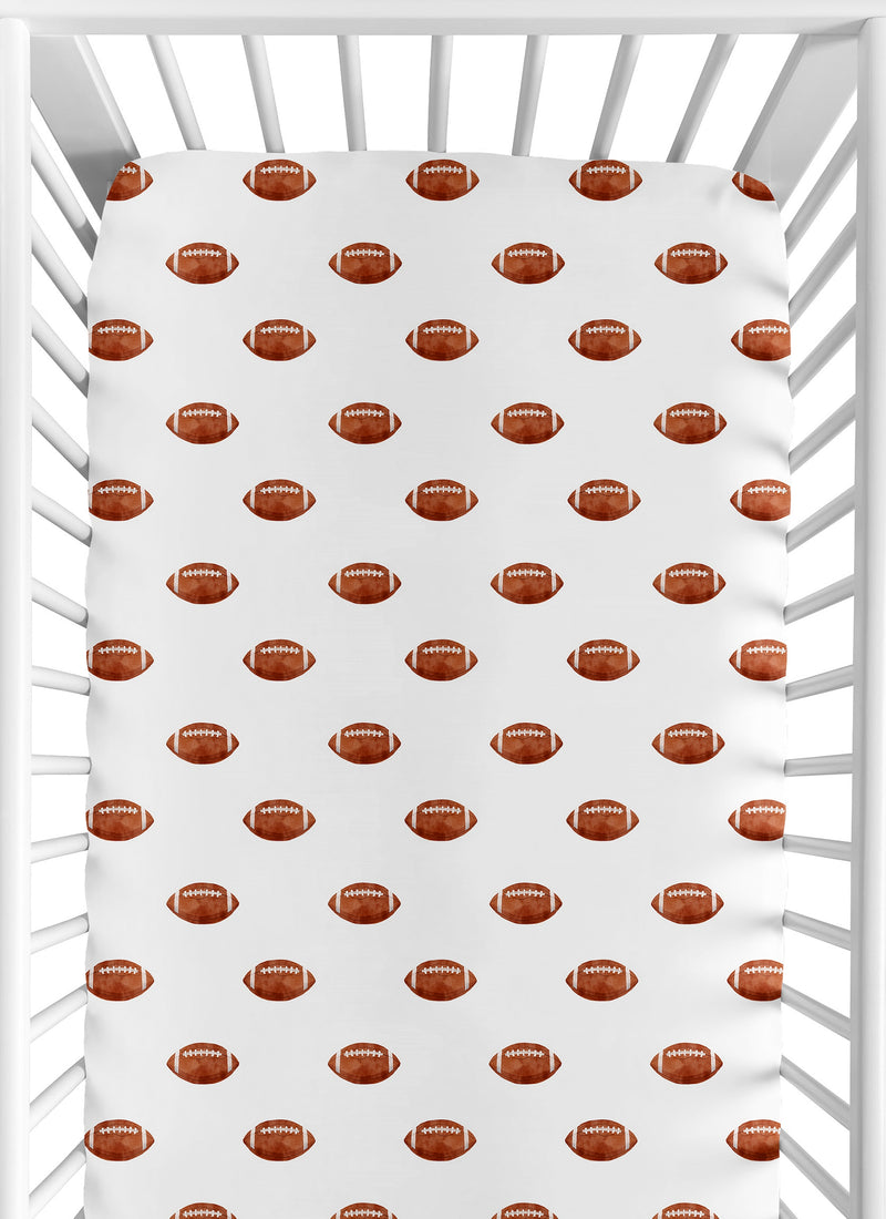 Watercolor Sports Themed Collection Crib Sheet - Football Print