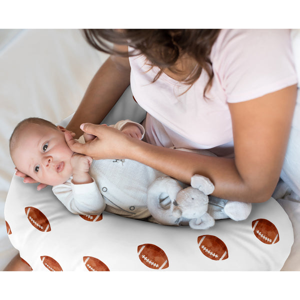 Watercolor Sports Theme Collection Nursing Breastfeeding Pillow Cover - Football Print alternate view