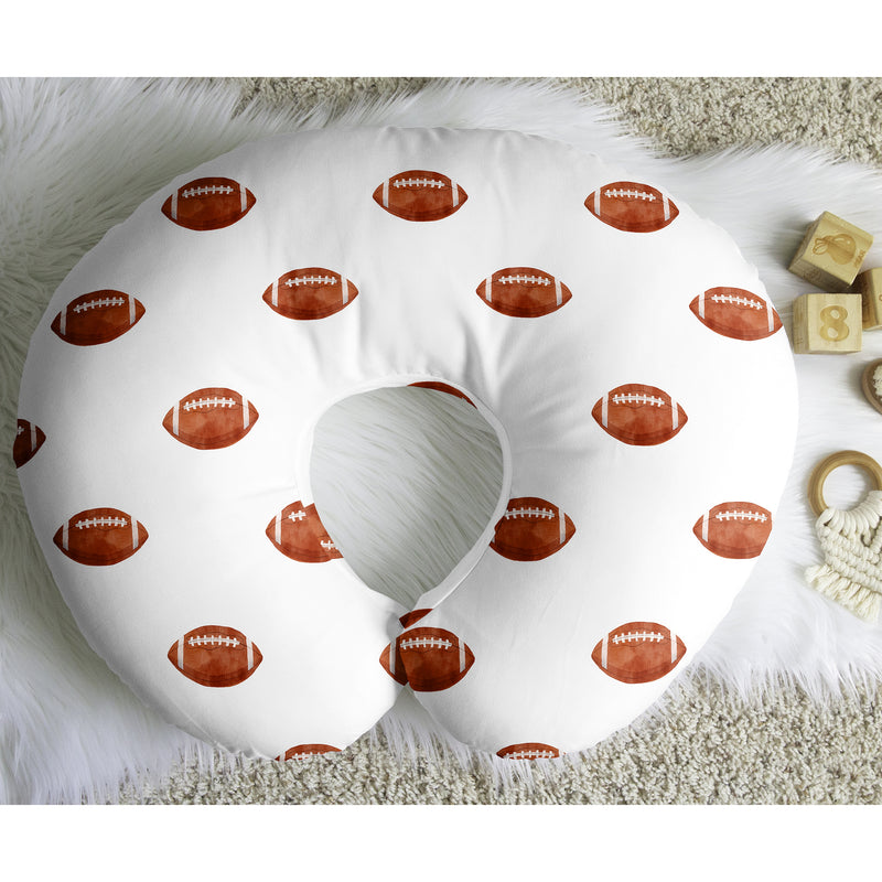 Watercolor Sports Theme Collection Nursing Breastfeeding Pillow Cover - Football Print